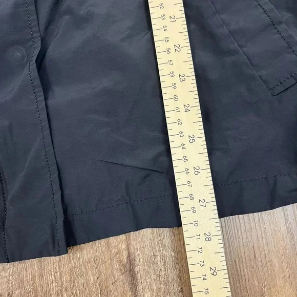 Eileen Fisher Hooded Rain Jacket Black Women's L Nylon Cotton Cinched Coat - Picture 13 of 15